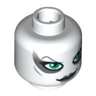 Lego Minifig Head Aurra Sing, Large Green Eyes and Gray Lips Print [Blocked Open Stud] / White