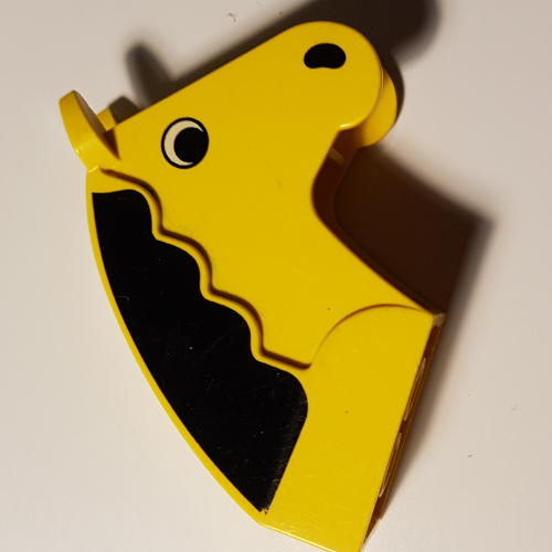 Lego Animal Body Part, Horse Head 2 x 6 x 4 1/2 with Black Mane Print / Yellow