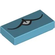 Tile 1 x 2 with Rabbit Mouth Print / Medium Azure