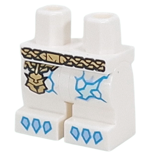 Lego Hips and White Medium Legs with Gold Belt, Helmet Pendant, Azure Ice Patches, Claws print