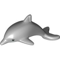 Lego Animal, Dolphin with Black Eyes and White Pupils Print / Light Bluish Gray