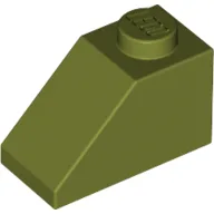 Brick Sloped 45° 2 x 1 with Bottom Pin / Olive Green