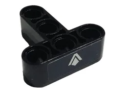 Technic, Liftarm, Modified T-Shape Thick 3 x 3 with Silver Letter V Shaped Logo on Dark Blue Background Pattern (Sticker) - Set 42112