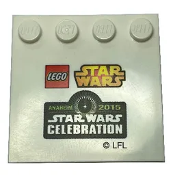 Plate Special 4 x 4, Studs on One Edge with Star Wars Celebration Anaheim 2015 Print / White