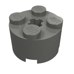Brick Round 2 x 2 with Axle Hole / Dark Bluish Gray