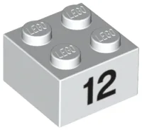 Brick 2 x 2 with Black "12" Print
