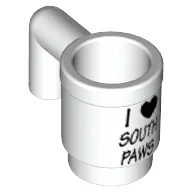 Equipment Cup / Mug with Black 'I' Heart 'SOUTH PAWS' Print / White