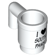 Lego Equipment Cup / Mug with Black 'I' Heart 'SOUTH PAWS' Print