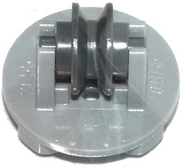 Lego Plate, Round 2 x 2 Thin with Wheel Holder with Dark Bluish Gray Pulley Wheel (2655 / 3464)