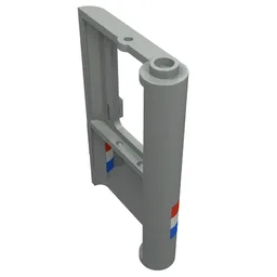 Door 1 x 4 x 5 Train Left with Red/White/Blue Stripe Print / Light Gray