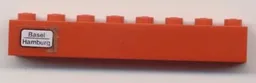 Brick 1 x 8 with 'Basel - Hamburg' Pattern on Left Side (Sticker) - Set 7745