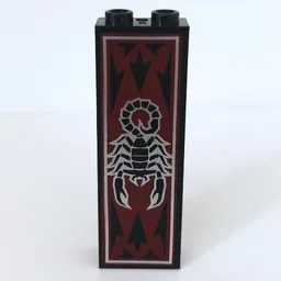 Brick 1 x 2 x 5 with Scorpion and Dark Red Print
