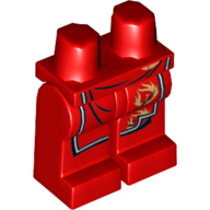 Lego Hips and Red Legs with Ninja Robes and Gold Fireball Print / Red