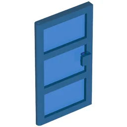 Door 1 x 4 x 6 with 3 Panes with Trans-Dark Blue Glass