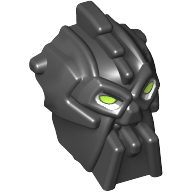Lego Minifig Head Special, Inika Toa Nuparu with Lime Eyes print / Black