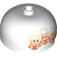 Lego Brick Round 3 x 3 Dome with Center Stud with 3 Sheep print