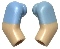 Arm, (Matching Left and Right) Pair with Molded Bright Light Blue Short Sleeves Pattern / Light Nougat