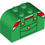 Lego Brick Curved 2 x 4 x 2 Double with Red and White Striped Shirt and Overalls Print