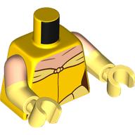 Lego Torso, Dress, Bright Light Yellow Ruffles, Light Nougat Chest print, Dual Molded Arms with Light Nougat Sleeves Pattern, Bright Light Yellow Arms and Hands / Yellow