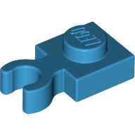 Lego Plate Special 1 x 1 with Clip Vertical [Thick Open O Clip] / Dark Azure