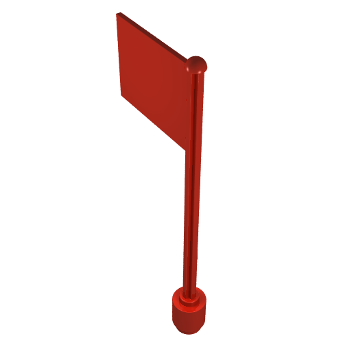 Lego Flag on Flagpole, Straight / Red