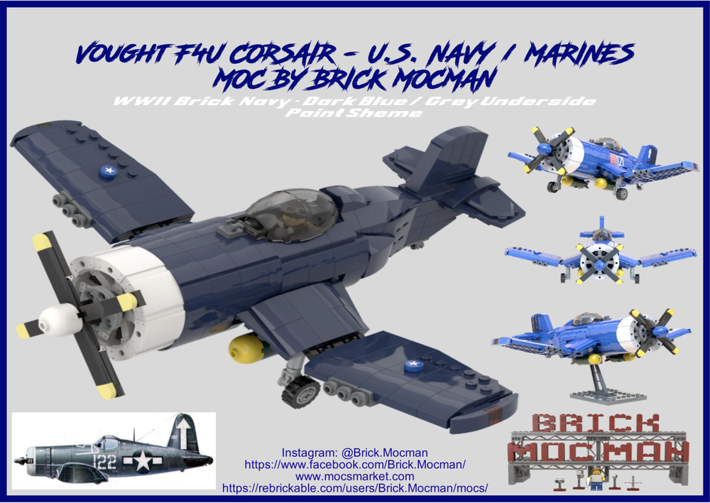 Lego Vought F4U Corsair - Dark Blue/Grey - U.S. Navy/Marines (V2.0)