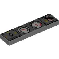 Tile 1 x 4 with Train Controls Print / Dark Bluish Gray