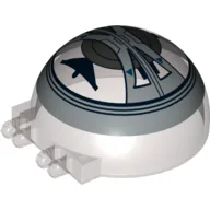 Windscreen 6 x 6 x 3 Canopy Half Sphere with Dual 2 Fingers and Droid Tri-Fighter Cockpit Print / Trans-Brown