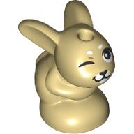 Lego Animal, Rabbit / Bunny, Baby Sitting with White Eyebrows, Winking print