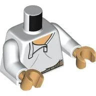 Torso, White Shirt, Open Collar, Dark Tan Belt Print, White Arms, Warm Tan Hands / White