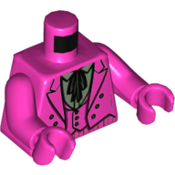 Lego Torso Suit Jacket with Vest, Sand Green Shirt with Collar and Big Black Tie Print (60's Joker), Dark Pink Arms and Hands / Dark Pink