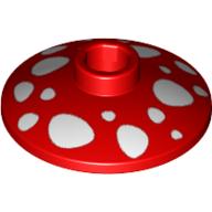 Lego Dish 2 x 2 Inverted [Radar] with Mushroom Spots Print / Red