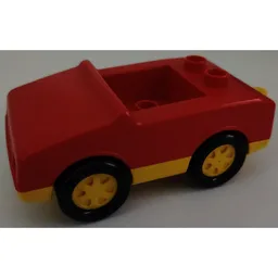 Duplo Car with 1 x 2 Studs, 1 Stud in Cab / Red