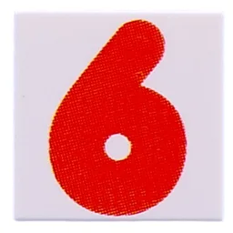 Tile 2 x 2 with Red '6' or '9' Print / White