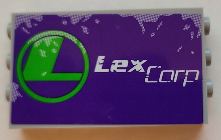 Lego Panel 1 x 6 x 3 with Studs on Sides with White LexCorp and Green Logo on Dark Purple Background Pattern (Sticker) - Set 41238