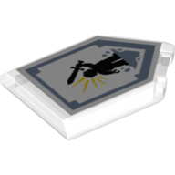 Lego Tile Special 2 x 3 Pentagonal with Nexo Power Shield Print - Battle Cry / Trans-Clear