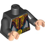 Lego Torso Gold Snakeskin Collar and Belt with Two Snakes Print, Black Arms, Light Nougat Hands / Black