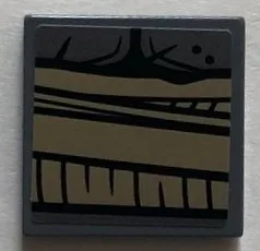 Tile 2 x 2 with Dark Tan Belt over Pearl Dark Gray Armor Center Pattern (Sticker) - Set 76075 / Dark Bluish Gray