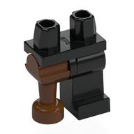Lego Left Leg, Reddish Brown Right Pirate Peg Leg, and Black Hips / Reddish Brown