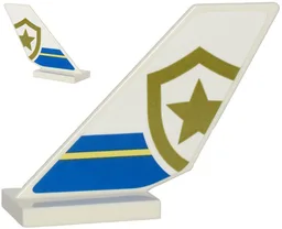 Tail Shuttle with Blue and Bright Light Yellow Stripes and Partial Police Gold Star Badge Logo Pattern on Both Sides (Stickers) - Set 60243