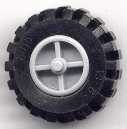 Wheel Center Wide with Stub Axles (Tricycle) with Black Tire 21mm D. x 12mm - Offset Tread Small Wide (30190 / 6015)