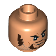 Lego Minifig Head McCree, Reddish Brown Moustache, Beard, Sideburns Print [Hollow Stud] / Nougat