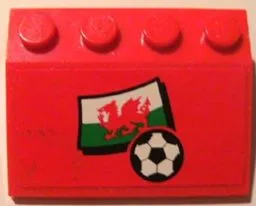 Slope 33 3 x 4 with Flag of Wales and Soccer Ball on Red Background Pattern (Sticker) - Set 3407