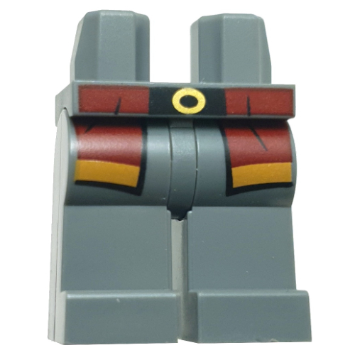 Lego Hips and Dark Bluish Gray Legs with Dark Red/Orange Robe Ends, Black Belt, Gold Buckle print / Dark Bluish Gray