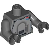 Torso, Armor, Light Bluish Gray Chestplate with Rank Badge Print (Hoth Imperial Officer) Print, Dark Bluish Gray Arms, Black Hands / Dark Bluish Gray
