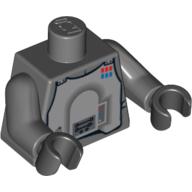 Lego Torso Armor, Light Bluish Gray Chestplate with Rank Badge Print (Hoth Imperial Officer) Print, Dark Bluish Gray Arms, Black Hands / Dark Bluish Gray