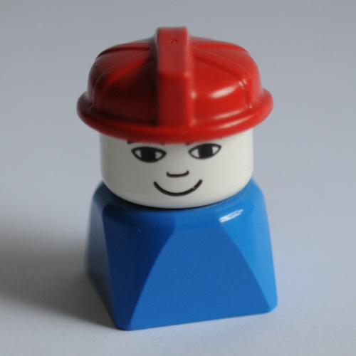 Lego Duplo 2 x 2 x 2 Figure Brick Early, Helmet Red, Smile Print / Blue