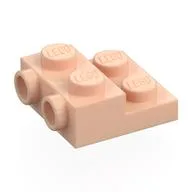 Plate Special 2 x 2 x 2/3 with Two Studs On Side and Two Raised [Half Hollow Anti-stud] - Updated Version / Light Nougat