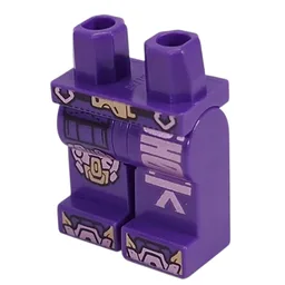 Hips and Dark Purple Legs with Gold Belt Buckle, Metal Pink Text, Knee Cap, Toes Print / Dark Purple
