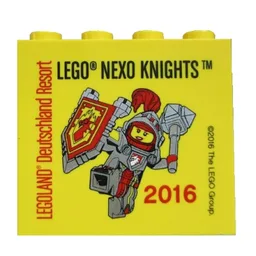Brick 2 x 4 x 3 with 'LEGOLAND Deutschland Resort LEGO NEXO KNIGHTS 2016' Print / Yellow